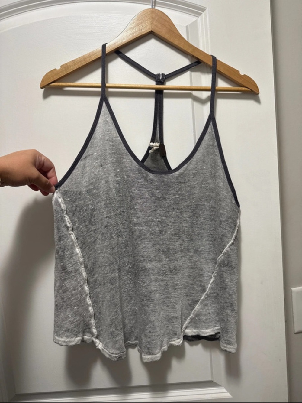 We the Free Free People Linen Women’s Gray Sleeveless Racerback Tank Top